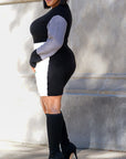 Model is wearing Color Block Knit Sweater Dress She's Elegant