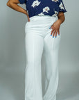 Model is wearing High Waisted Dress Pants - White She's Elegant