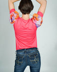 Model is wearing Pink- Floral Printed Detailed- Puff Sleeve Top She's Elegant