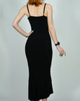 Model is wearing Ruffle Front Wrap and Hem Maxi Dress She's Elegant