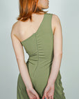 Model is wearing Sage One Shoulder Jumpsuit With Selftie Belt She's Elegant