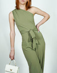 Model is wearing Sage One Shoulder Jumpsuit With Selftie Belt She's Elegant