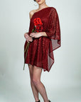 Model is wearing Sparkling One Shoulder Sequins Statement Dress She's Elegant